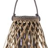 20 Inch Curved Diamond Lattice Bamboo Lantern with Braided Handle; Brown; DunaWest