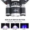 395nm Super Bright UV 3 LED Headlamp Rechargeable Violet Light Hunting Headlight